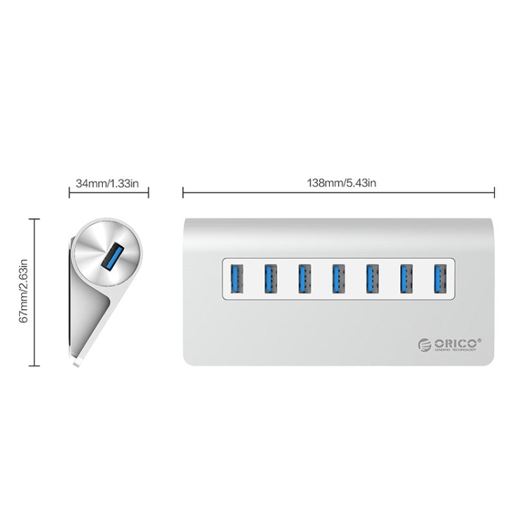 ORICO M3H7-V1 Aluminum Alloy 7 USB 3.0 Ports HUB with 30W Power Adapter My Store