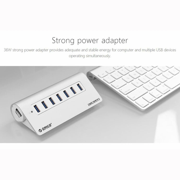 ORICO M3H7-V1 Aluminum Alloy 7 USB 3.0 Ports HUB with 30W Power Adapter