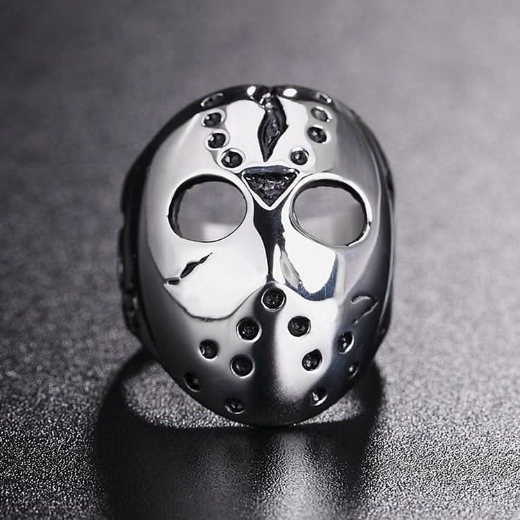 Europe and America Style Punk Gothic Rock Mask Skull Men Titanium Steel Ring, US Size: 7, Diameter: 17.4mm, Perimeter: 55mm Reluova