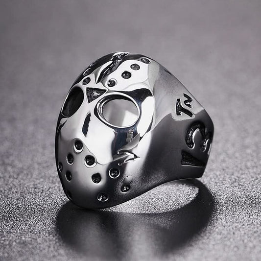 Europe and America Style Punk Gothic Rock Mask Skull Men Titanium Steel Ring, US Size: 9, Diameter: 19mm, Perimeter: 59.8mm Reluova