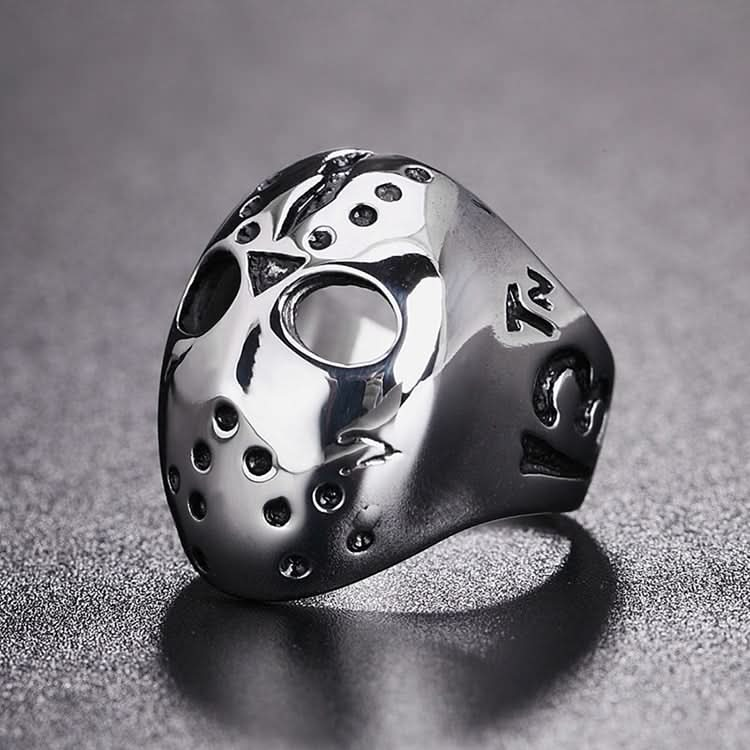 Europe and America Style Punk Gothic Rock Mask Skull Men Titanium Steel Ring, US Size: 10, Diameter: 19.9mm, Perimeter: 62.4mm Reluova