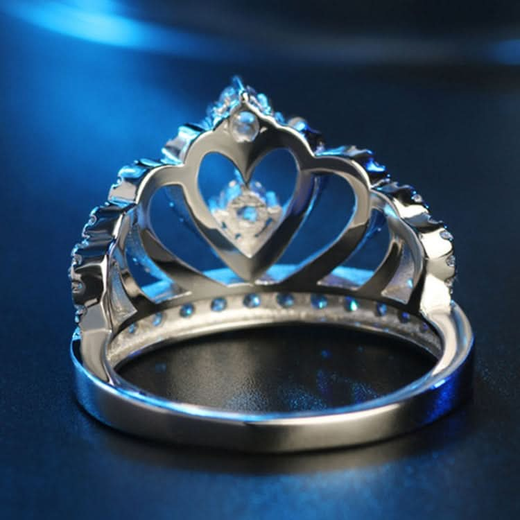 Princess Queen Crown-shaped Platinum Plated Zircon Ring, US Size: 8, Diameter: 18.1mm, Perimeter: 57mm Reluova