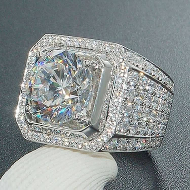 Fashion Full Rhinestone Micro-insert Silver Ring, US Size: 8, Diameter: 17.4mm, Perimeter: 55mm Reluova