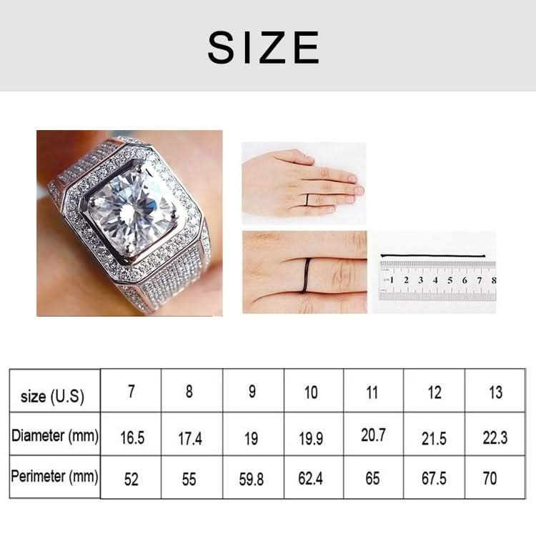 Fashion Full Rhinestone Micro-insert Silver Ring, US Size: 8, Diameter: 17.4mm, Perimeter: 55mm Reluova