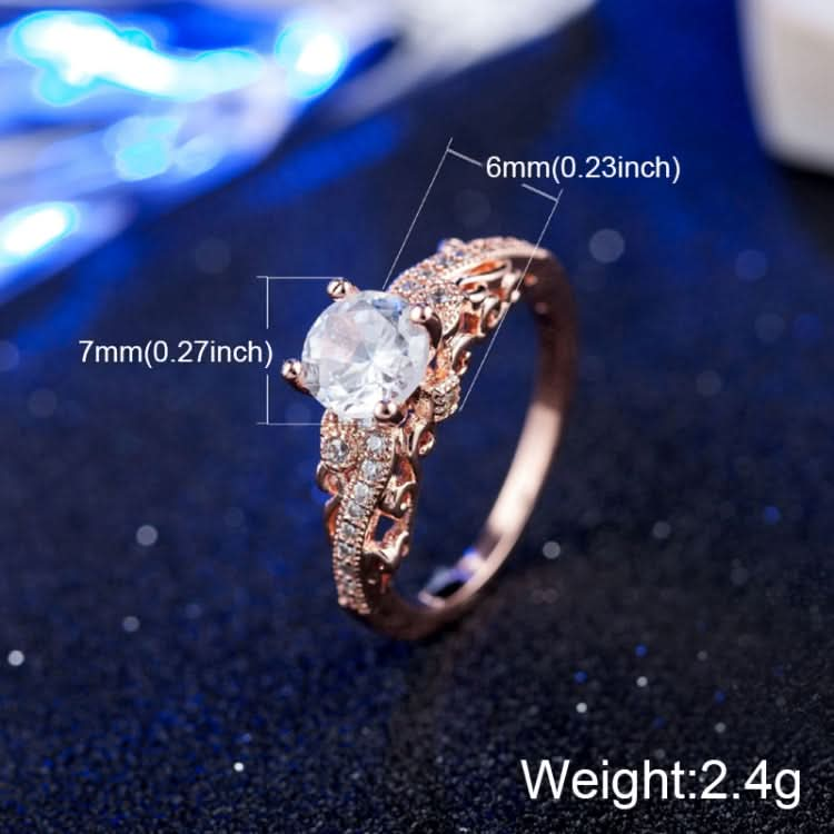 1 Pair Women Fashion Micro-inlaid Zircon Engagement Ring Princess Queen Aristocratic Temperament Couple Ring(Rose Gold US size: 6)