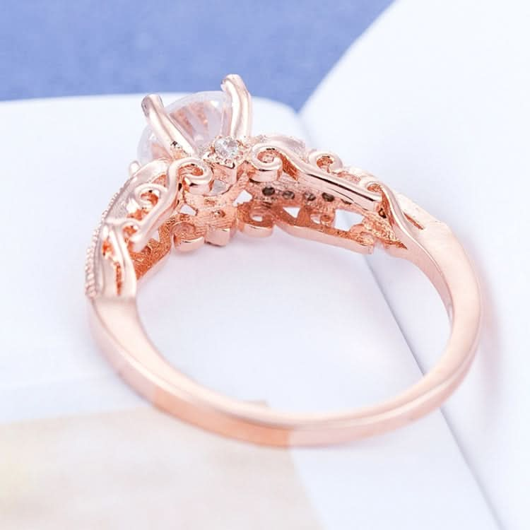 1 Pair Women Fashion Micro-inlaid Zircon Engagement Ring Princess Queen Aristocratic Temperament Couple Ring(Rose Gold US size: 7)