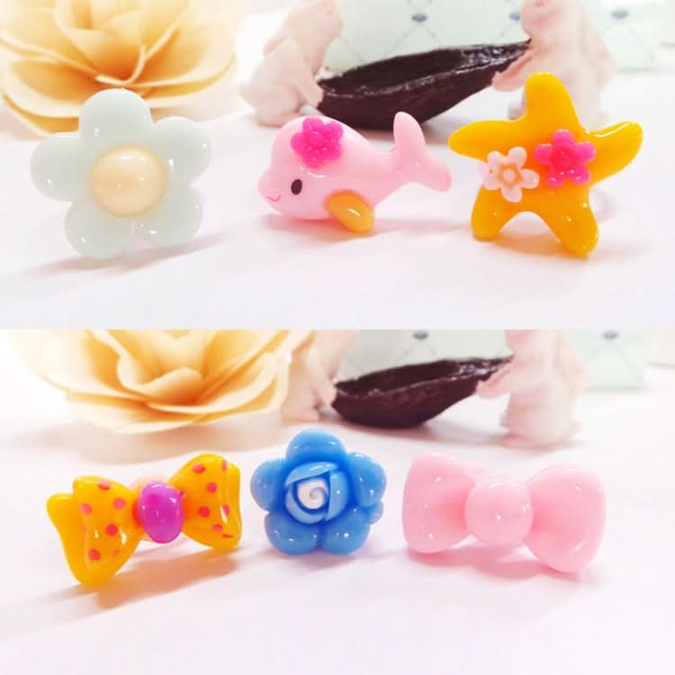 40 PCS Children Cute Cartoon Resin Flower Animal Heart Bow-knot Ring, Smooth Surface-Reluova