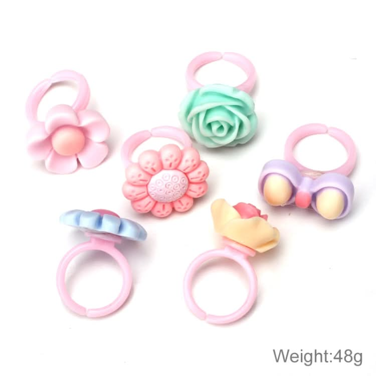 50 PCS Children Cute Cartoon Resin Flower Animal Heart Bow-knot Ring, Frosted Surface-Reluova