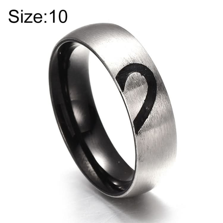 Fashion Rhinestone Love Heart Splice Couples Ring Fine Titanium Steel Ring for Men and Women(Silver without Diamond, US Size: 10) Reluova