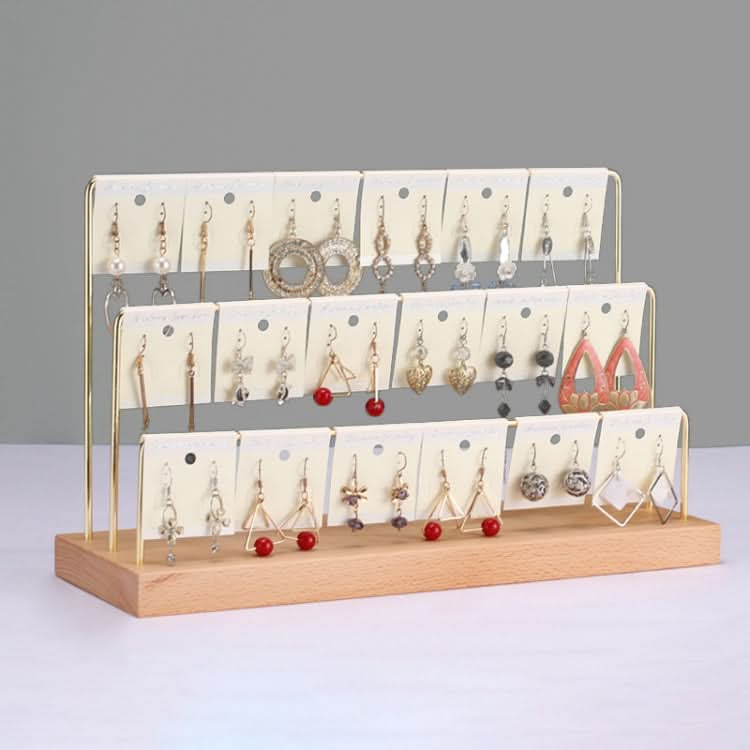 Solid Wood Earrings Storage Rack Display Stand, Style: 3 Layers Reluova