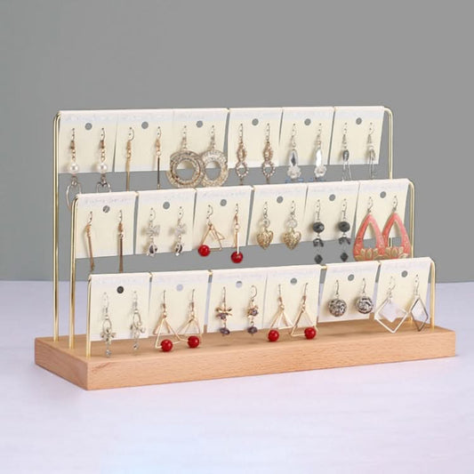 Solid Wood Earrings Storage Rack Display Stand, Style: 3 Layers Reluova