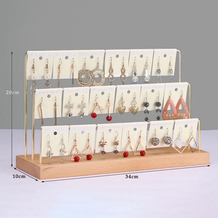 Solid Wood Earrings Storage Rack Display Stand, Style: 3 Layers Reluova