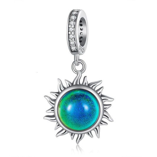 SCC2005-CF Sterling Silver S925 Zircon DIY Sun Shape Mood Stone Pendant Decoration