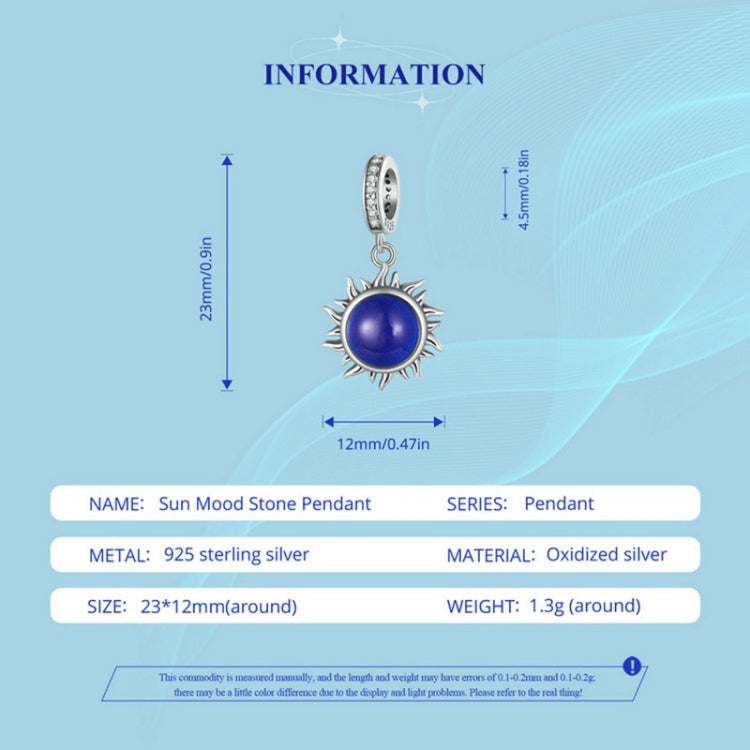 SCC2005-CF Sterling Silver S925 Zircon DIY Sun Shape Mood Stone Pendant Decoration Reluova