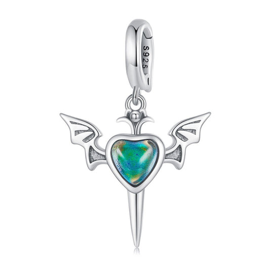 SCC2559 Sterling Silver S925 Temperature Sensitive Discoloration DIY Angel Wings Pendant Decoration