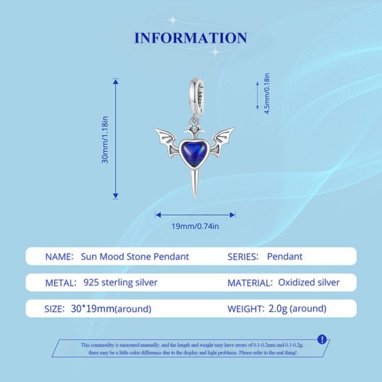 SCC2559 Sterling Silver S925 Temperature Sensitive Discoloration DIY Angel Wings Pendant Decoration Reluova