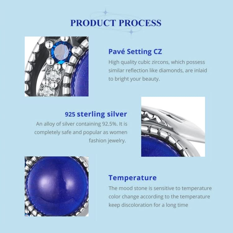 SCC2558 Sterling Silver S925 Temperature Sensitive Discoloration DIY Blue Moon Bead Bracelet Decoration Reluova