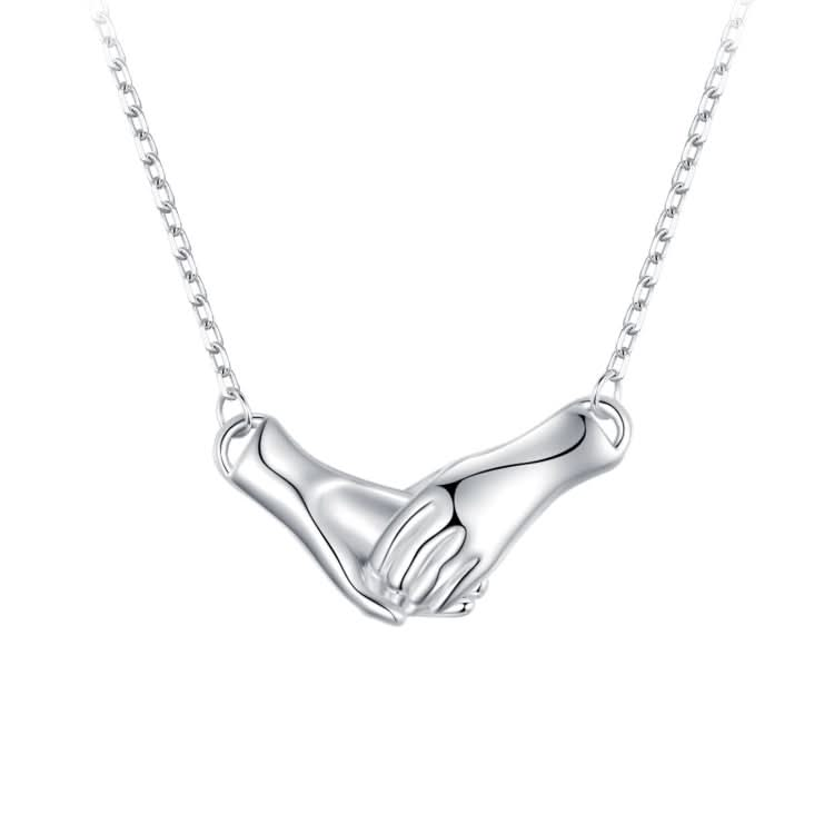 BSN337 Sterling Silver S925 White Gold Plated Holding Hand Line Necklace Reluova