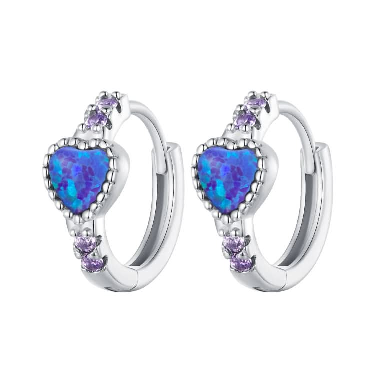 BSE865 S925 Sterling Silver Purple Opal Earrings Heart Shape Versatile Earrings Reluova