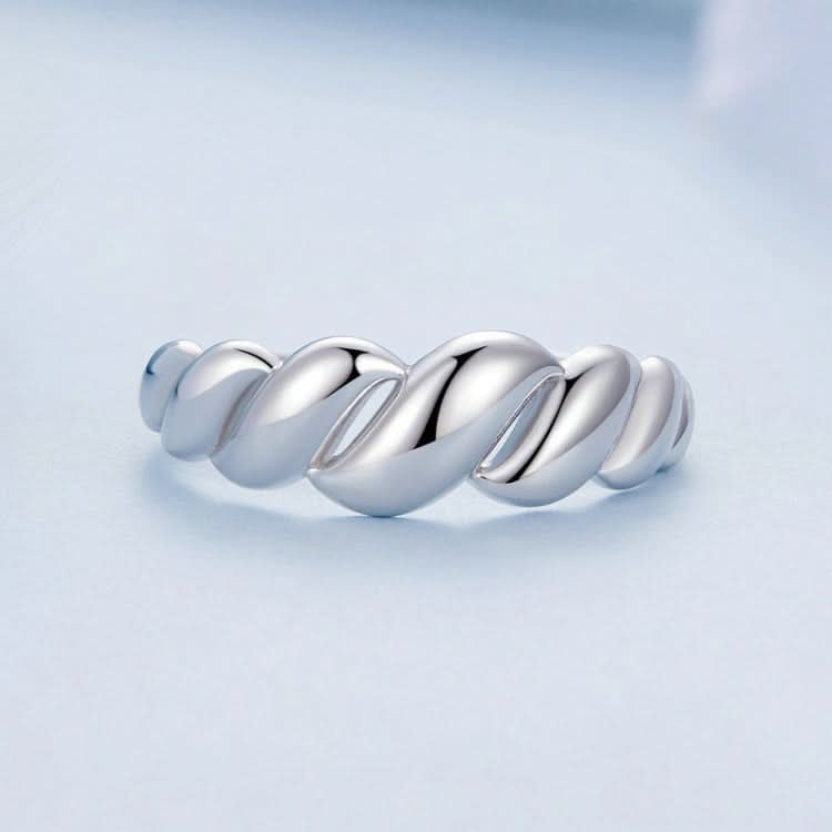 BSR459-E S925 Sterling Silver White Gold Plated Wavy Open Adjustable Ring Reluova