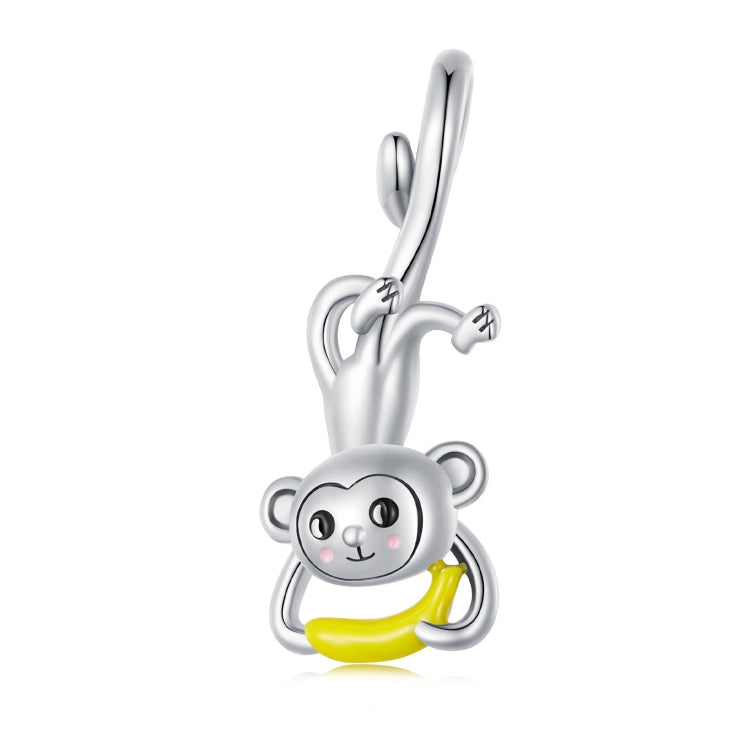 SCC2547 S925 Sterling Silver Cute Upside Down Monkey Pendant Accessories DIY Bracelet Beads