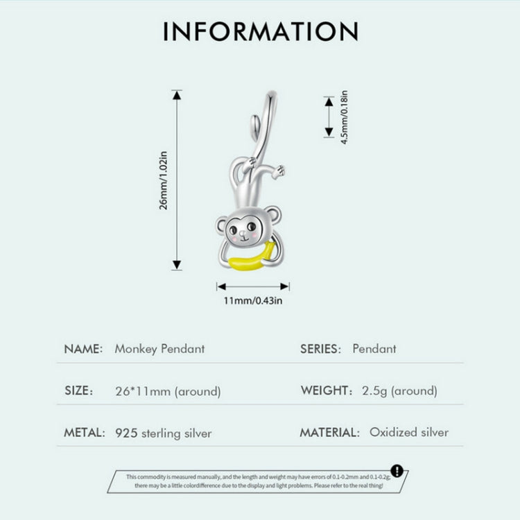 SCC2547 S925 Sterling Silver Cute Upside Down Monkey Pendant Accessories DIY Bracelet Beads Reluova