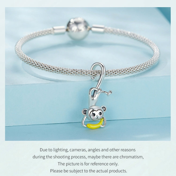 SCC2547 S925 Sterling Silver Cute Upside Down Monkey Pendant Accessories DIY Bracelet Beads