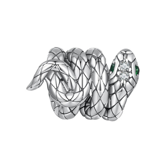 SCC2549 S925 Sterling Silver Coiled Snake Pendant Accessories DIY Bracelet Beads Reluova