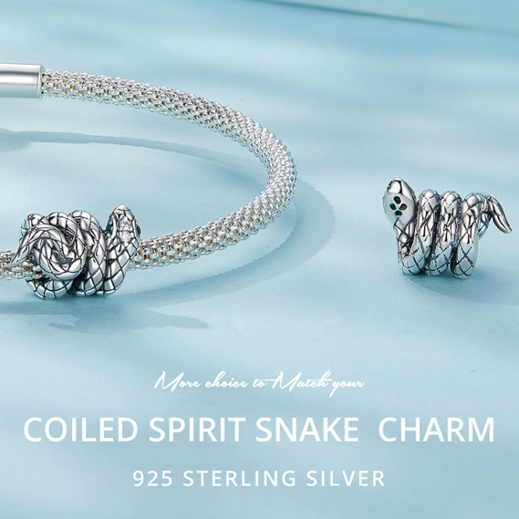 SCC2549 S925 Sterling Silver Coiled Snake Pendant Accessories DIY Bracelet Beads