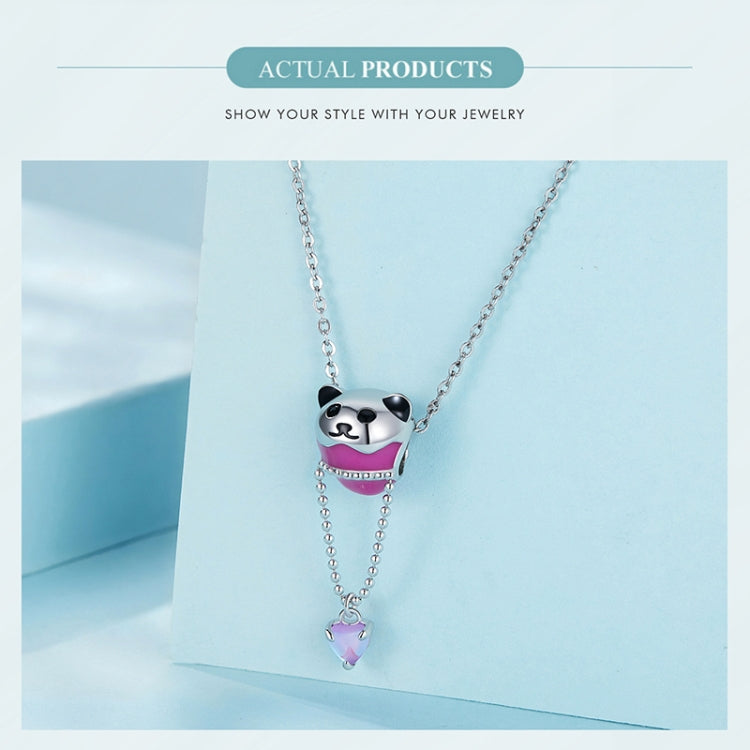 SCC2550 S925 Sterling Silver Cute Bear Hot Air Balloon Pendant Accessories DIY Bracelet Beads