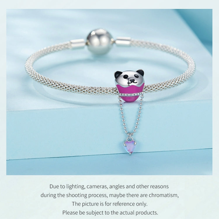 SCC2550 S925 Sterling Silver Cute Bear Hot Air Balloon Pendant Accessories DIY Bracelet Beads Reluova