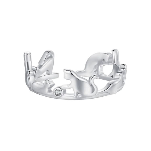 SCR944-E Cute Cat Open Adjustable Ring Reluova