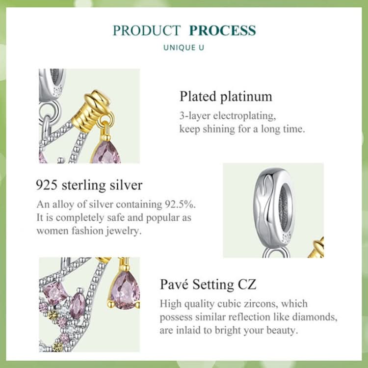 BSC863 S925 Sterling Silver French Champagne Pendant Accessories DIY Bracelet Beads Reluova