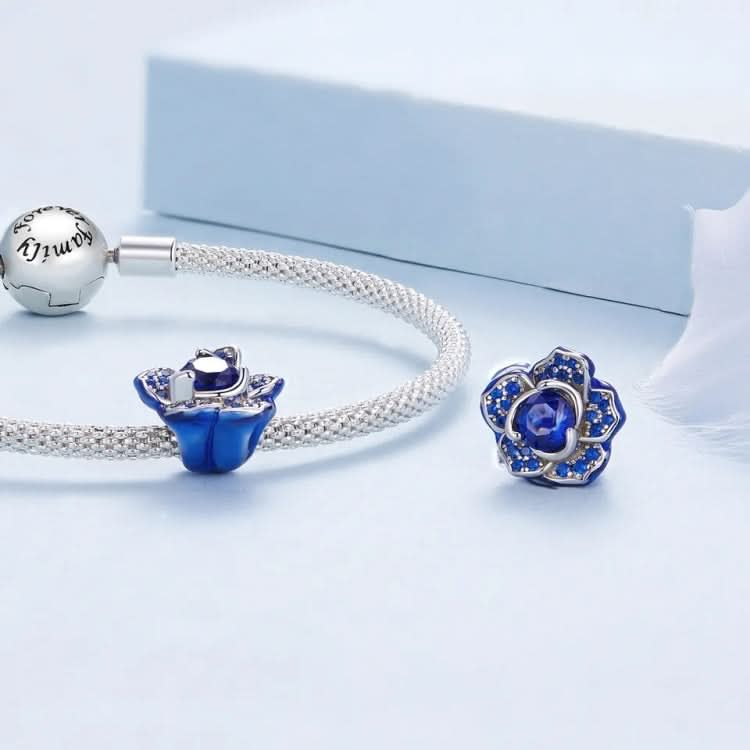 BSC879 S925 Sterling Silver Blue Enchantress Rose Pendant Accessories DIY Bracelet Beads Reluova