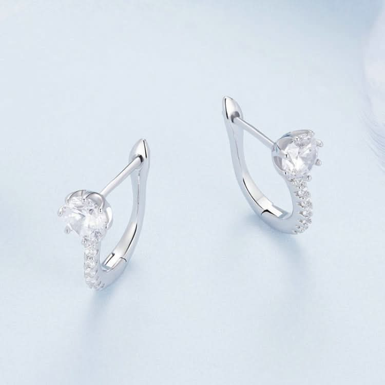 BSE856 Sterling Silver S925 White Gold Plated Simple Zircon Earrings Reluova