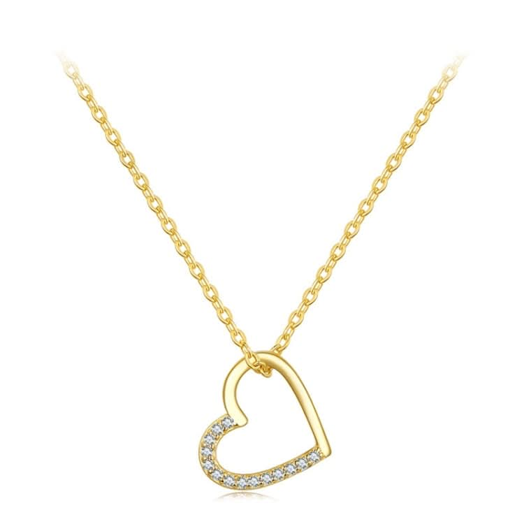 SCN347-B Sterling Silver S925 Zircon Simple Fashion Hollow Heart Shape Necklace Reluova