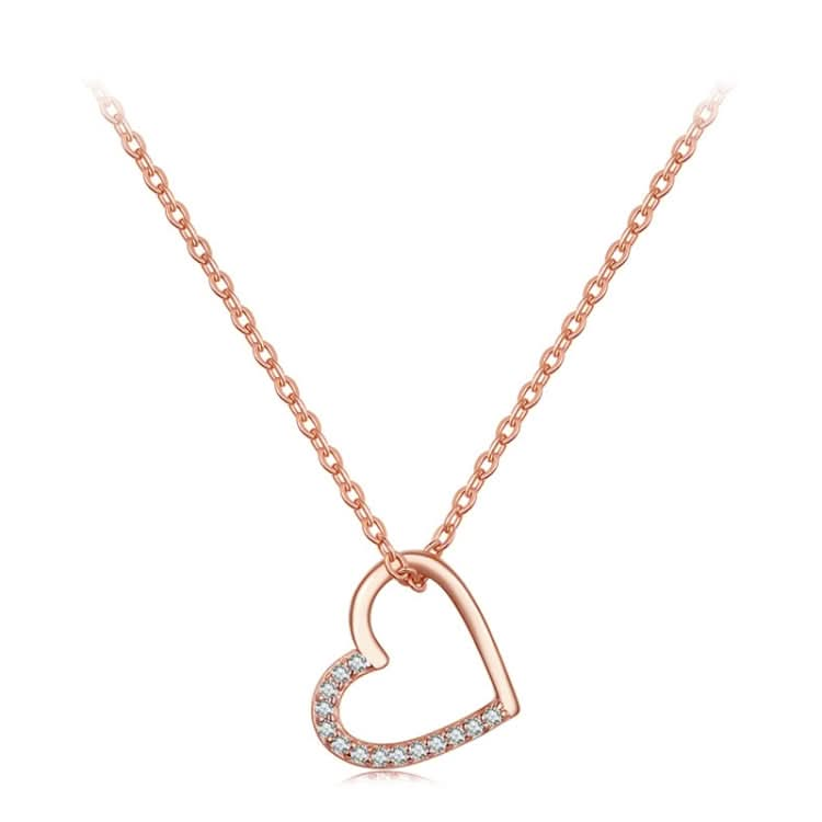 SCN347-B Sterling Silver S925 Zircon Simple Fashion Hollow Heart Shape Necklace Reluova