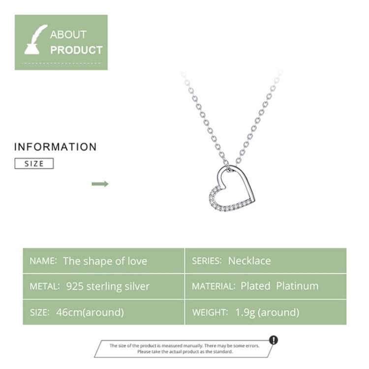 SCN347-B Sterling Silver S925 Zircon Simple Fashion Hollow Heart Shape Necklace Reluova