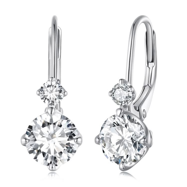 MSE031 Sterling Silver 925 White Gold Plated Zircon Light Luxury Style Moissanite Earrings Reluova