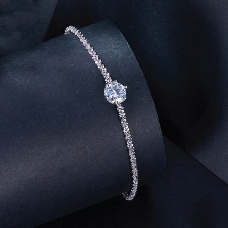 MSB006 Sterling Silver S925 White Gold Plated Moissanite Fashion Bracelet Reluova