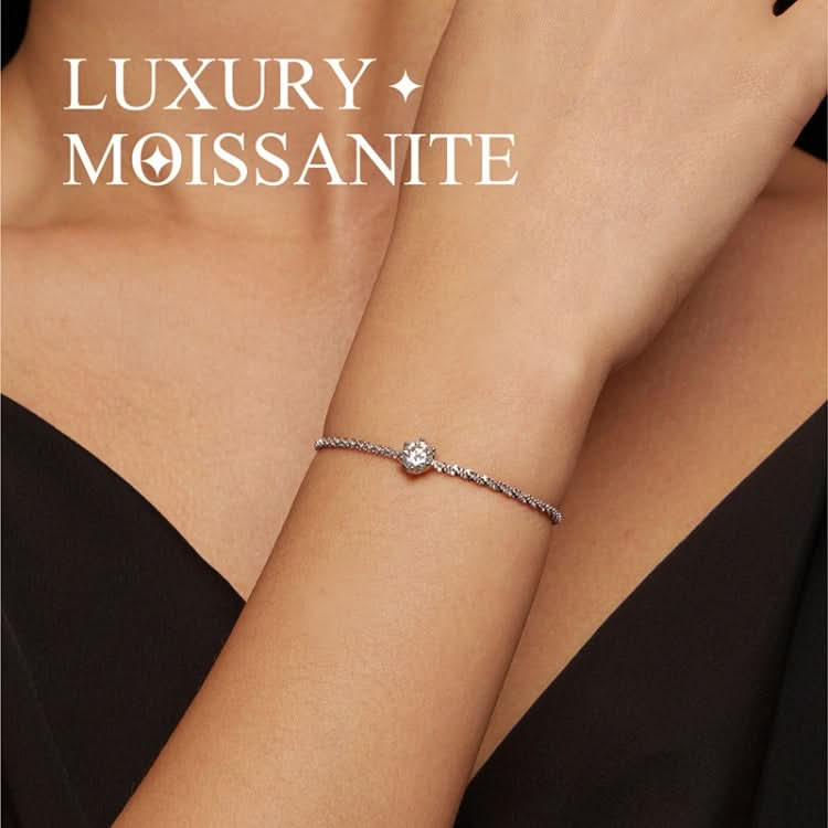 MSB006 Sterling Silver S925 White Gold Plated Moissanite Fashion Bracelet Reluova