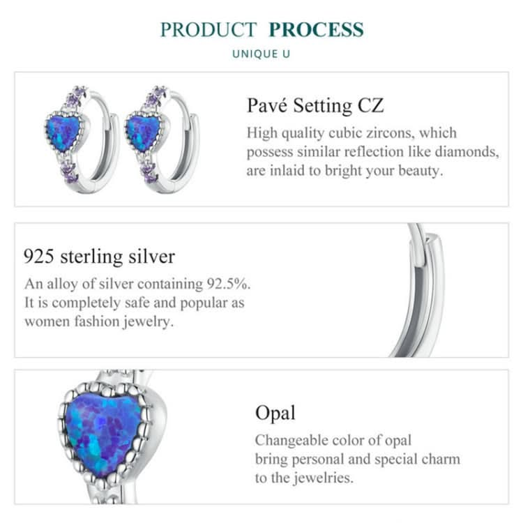 ZHS312 Sterling Silver S925 Platinum Plated Zircon Opal Earrings & Star Ring Set Reluova