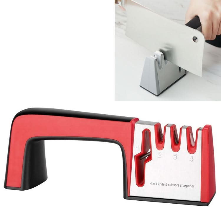 4 in 1 Stainless Steel Knife Sharpener Four Section Hand-held Quick Sharpening Tool with Non Slip Handle-Reluova