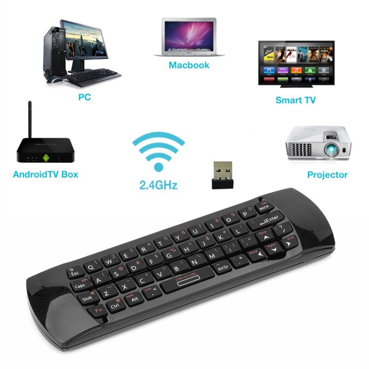 Rii i25 Air Mouse 2.4GHz Wireless Keyboard with IR Remote Controller for PC, Android TV Box / Smart TV, Game Devices