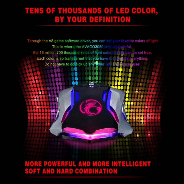 iMICE V8 LED Colorful Light USB 6 Buttons 4000 DPI Wired Optical Gaming Mouse for Computer PC Laptop