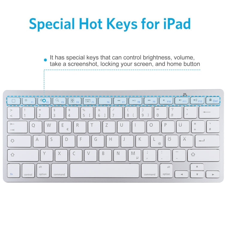 WB-8022 Ultra-thin Wireless Bluetooth Keyboard for iPad, Samsung, Huawei, Xiaomi, Tablet PCs or Smartphones, German Keys My Store