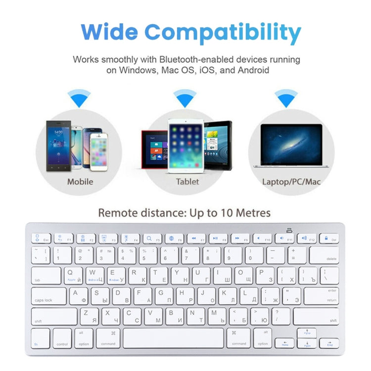 WB-8022 Ultra-thin Wireless Bluetooth Keyboard for iPad, Samsung, Huawei, Xiaomi, Tablet PCs or Smartphones, Russian Keys My Store