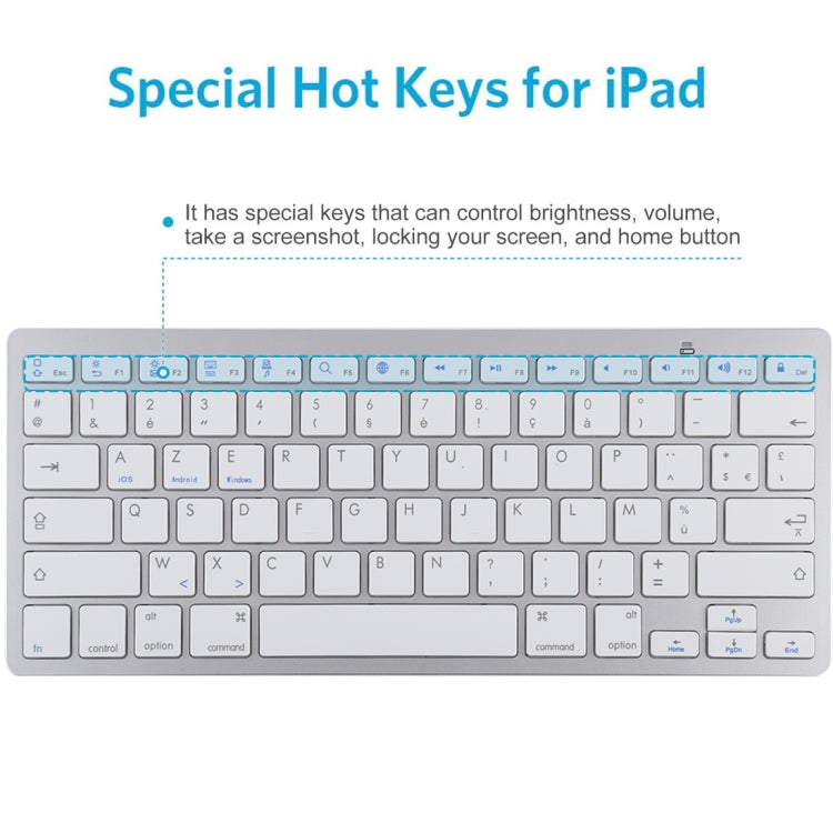 WB-8022 Ultra-thin Wireless Bluetooth Keyboard for iPad, Samsung, Huawei, Xiaomi, Tablet PCs or Smartphones, French Keys