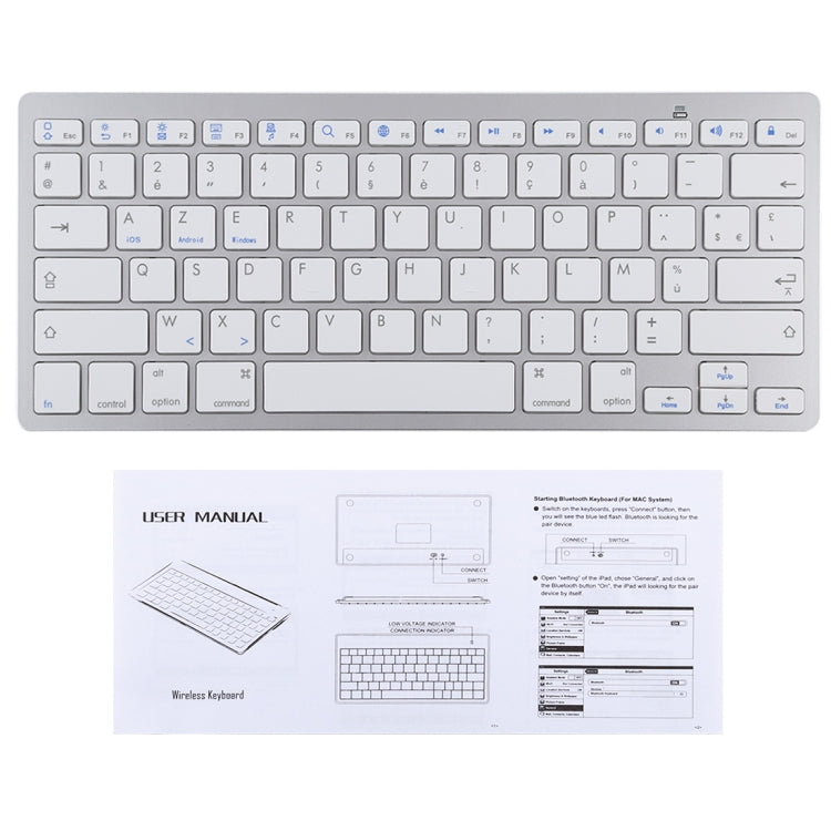 WB-8022 Ultra-thin Wireless Bluetooth Keyboard for iPad, Samsung, Huawei, Xiaomi, Tablet PCs or Smartphones, French Keys