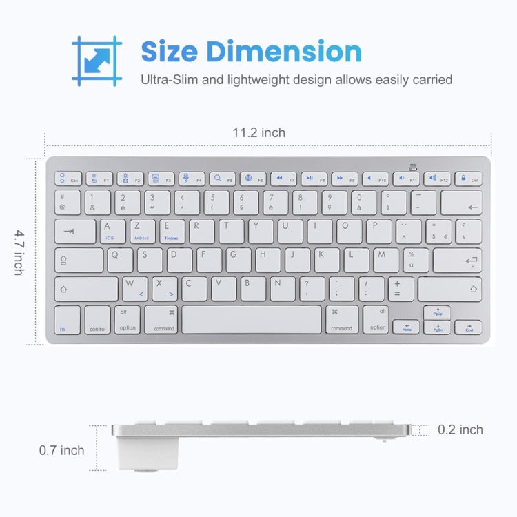 WB-8022 Ultra-thin Wireless Bluetooth Keyboard for iPad, Samsung, Huawei, Xiaomi, Tablet PCs or Smartphones, French Keys My Store